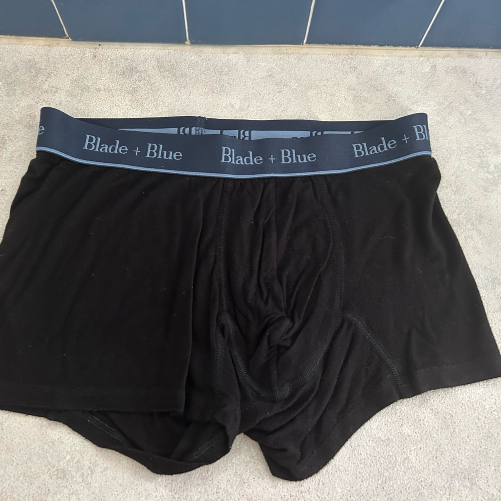 Blade + Blue men’s soft brief medium black trunk. Made in USA